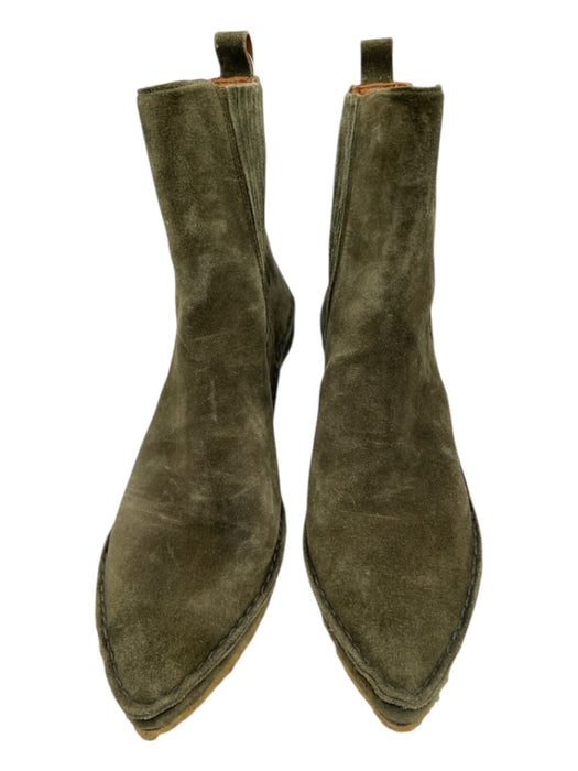 Tory Burch Shoe Size 7.5 Dark Green Suede Chelsea Wooden Heel Gum Sole Booties Dark Green / 7.5