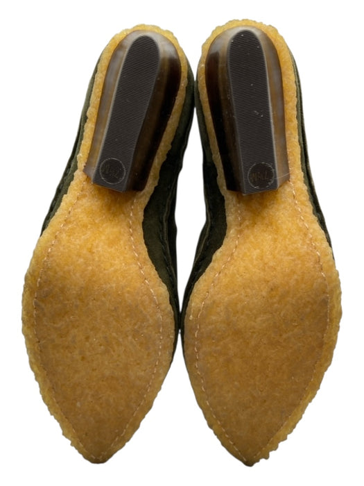 Tory Burch Shoe Size 7.5 Dark Green Suede Chelsea Wooden Heel Gum Sole Booties Dark Green / 7.5