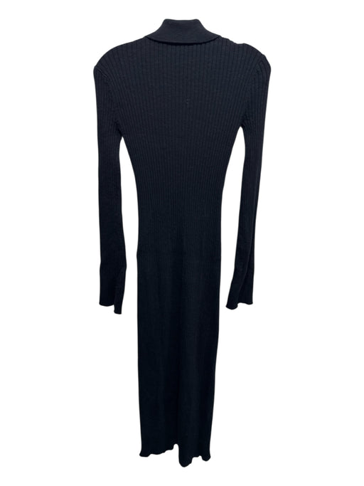 Sir. The Label Size 1/S Black Cotton Ribbed Button Down Collar Long Sleeve Dress Black / 1/S