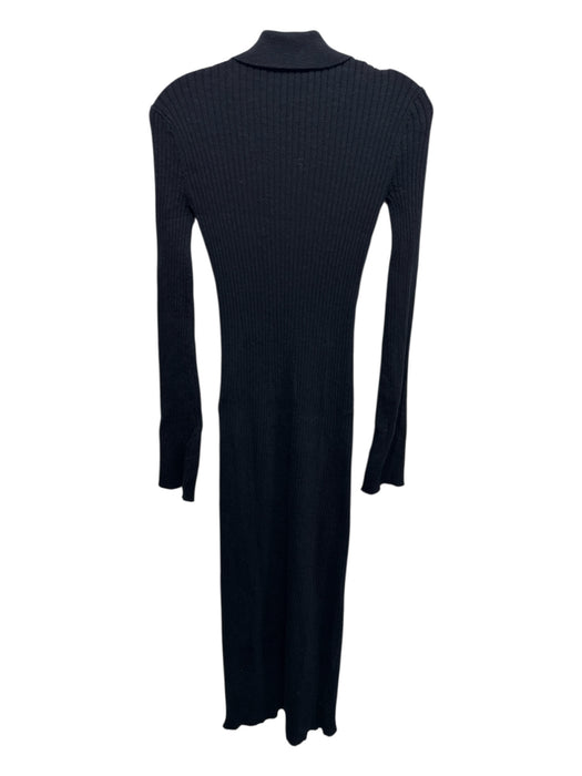 Sir. The Label Size 1/S Black Cotton Ribbed Button Down Collar Long Sleeve Dress Black / 1/S