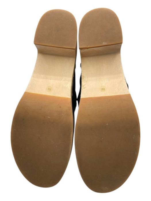 Loeffler Randall Shoe Size 8 Black & Tan Leather Wood Braided Trim Clogs Black & Tan / 8