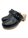 Loeffler Randall Shoe Size 8 Black & Tan Leather Wood Braided Trim Clogs Black & Tan / 8
