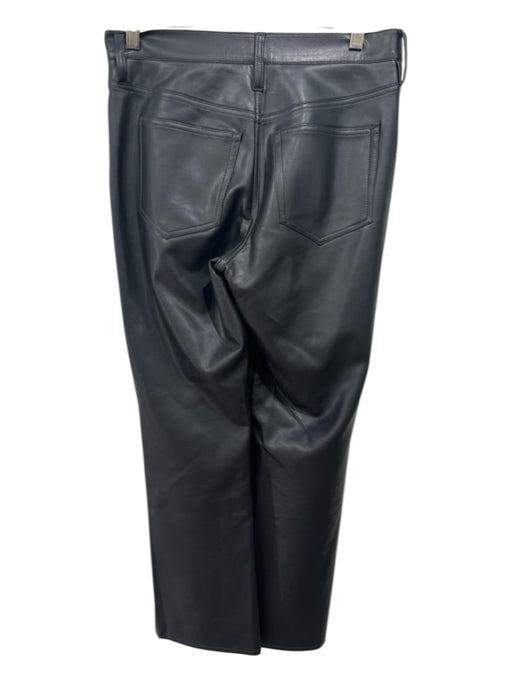 J. Crew Size 28 Black PU Leather High Rise Button & Zip Fly Boot Cut Pants Black / 28