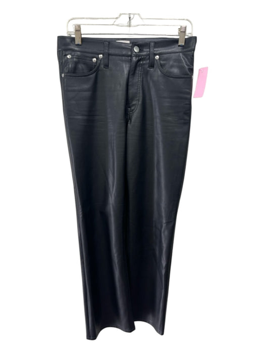 J. Crew Size 28 Black PU Leather High Rise Button & Zip Fly Boot Cut Pants Black / 28