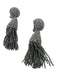 Oscar de la Renta Silver Beaded Tassel Dangle Clip On Earrings Silver