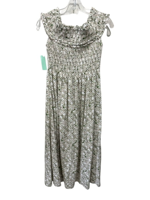 Hill House Size S White, Beige & Green Viscose Blend Botanical Lattice Dress White, Beige & Green / S