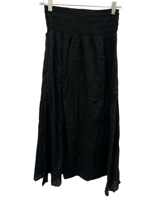 AYR Size S Black Cotton Square Neck 1/2 Balloon Sleeve Seersucker Maxi Skirt Set Black / S