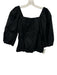 AYR Size S Black Cotton Square Neck 1/2 Balloon Sleeve Seersucker Maxi Skirt Set Black / S