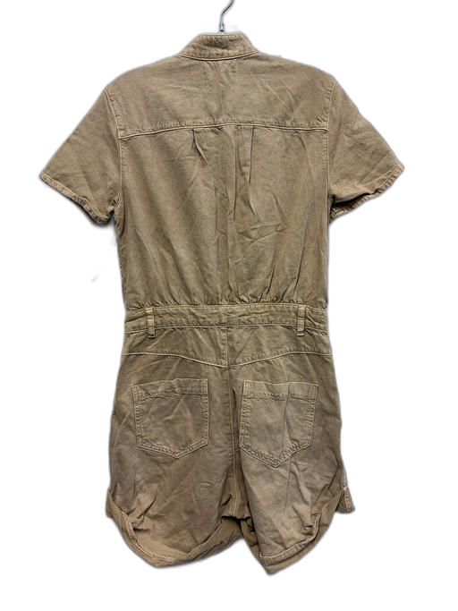 BA & SH Size S Washed Brown Cotton Denim Short Sleeve Silver Buttons Romper Washed Brown / S