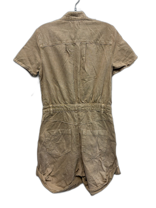 BA & SH Size S Washed Brown Cotton Denim Short Sleeve Silver Buttons Romper Washed Brown / S