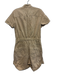 BA & SH Size S Washed Brown Cotton Denim Short Sleeve Silver Buttons Romper Washed Brown / S