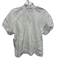 Olivia James Size XS White Linen Short Balloon Sleeve V Neck Ruffle Neck Top White / XS