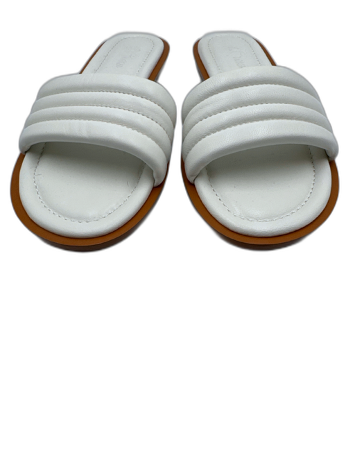 J. Crew Shoe Size 8 White Leather Round Toe Quilted Slide Sandals White / 8
