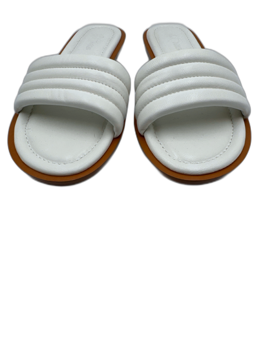 J. Crew Shoe Size 8 White Leather Round Toe Quilted Slide Sandals White / 8