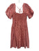 Anthropologie Size S Petite Red Orange & White Cotton Mini Floral Tie Back Dress Red Orange & White / S Petite