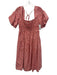 Anthropologie Size S Petite Red Orange & White Cotton Mini Floral Tie Back Dress Red Orange & White / S Petite