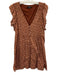 Madewell Size M Brown & Beige Cotton Floral Button Down Above Knee Dress Brown & Beige / M