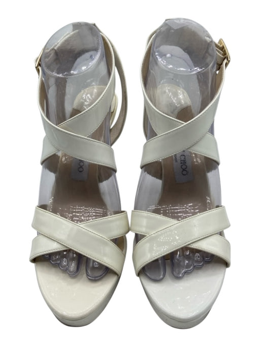 Jimmy Choo Shoe Size 39 White Patent Leather Stiletto Strappy Platform Sandals White / 39