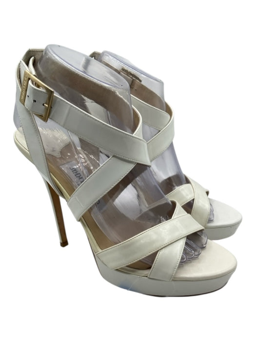 Jimmy Choo Shoe Size 39 White Patent Leather Stiletto Strappy Platform Sandals White / 39