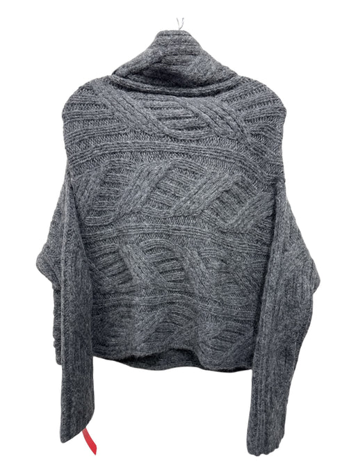 Matthildur Size S Gray Alpaca Cable Knit Long Sleeve Mock Neck Sweater Gray / S