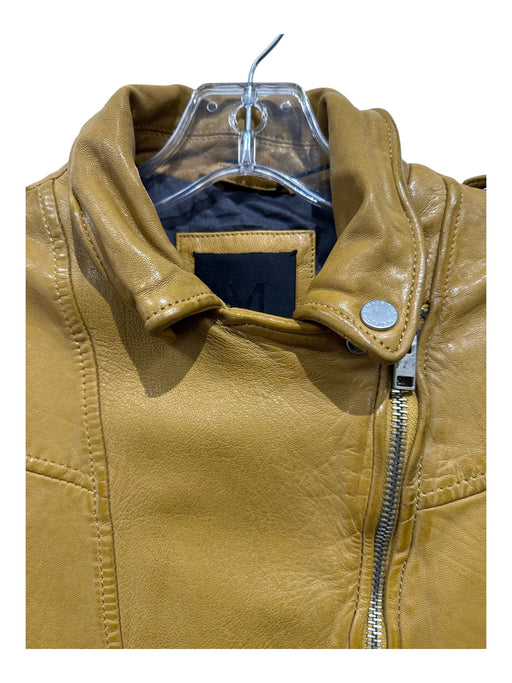 Mauritius Size 10 Mustard Yellow Lamb leather Zip Up Long Sleeve Biker Jacket Mustard Yellow / 10