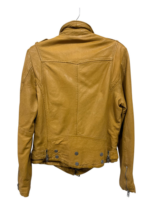 Mauritius Size 10 Mustard Yellow Lamb leather Zip Up Long Sleeve Biker Jacket Mustard Yellow / 10