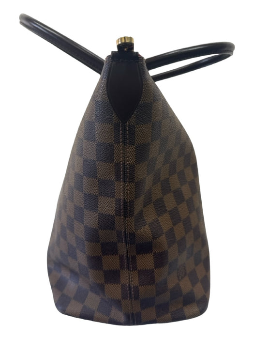 Louis Vuitton Dark Brown Print Coated Canvas Leather Handles Damier Ebene Bag Dark Brown Print / MM