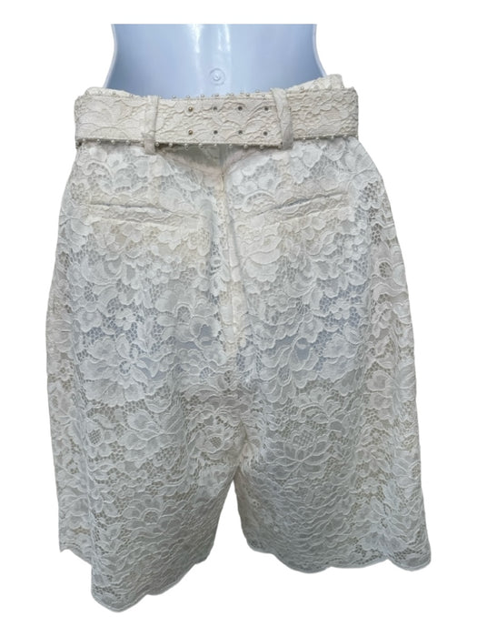 Zimmerman Size 1/S White Cotton Blend Lace Overlay High Rise Bermuda Shorts White / 1/S