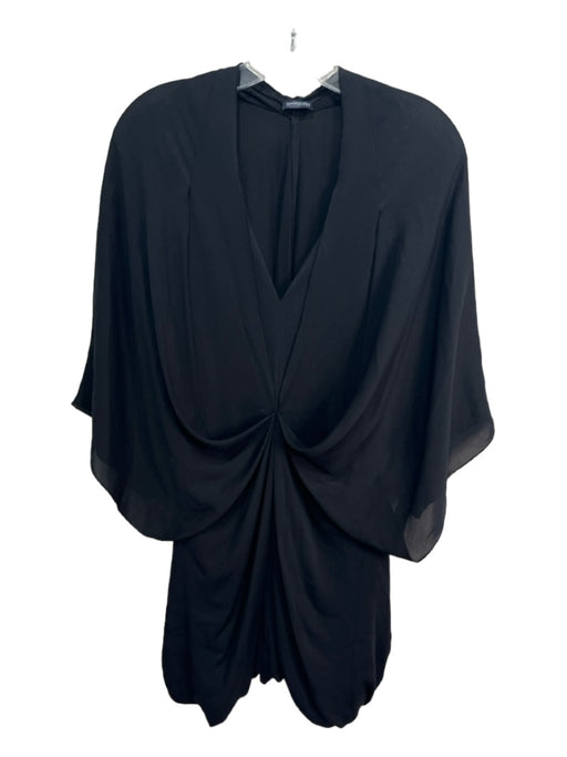 Magaschoni Size S Black V Neck Long Sleeve Twist Front Shift Dress Black / S