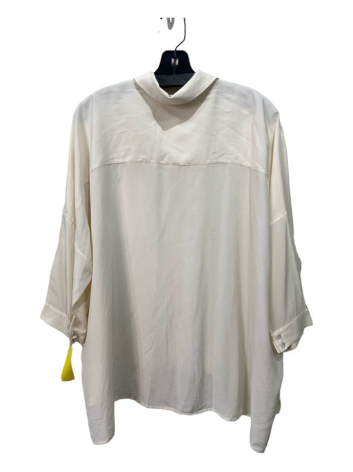 Anne Fontaine Size 40 White Collared Button Up Drop Shoulder 3/4 Sleeve Top White / 40