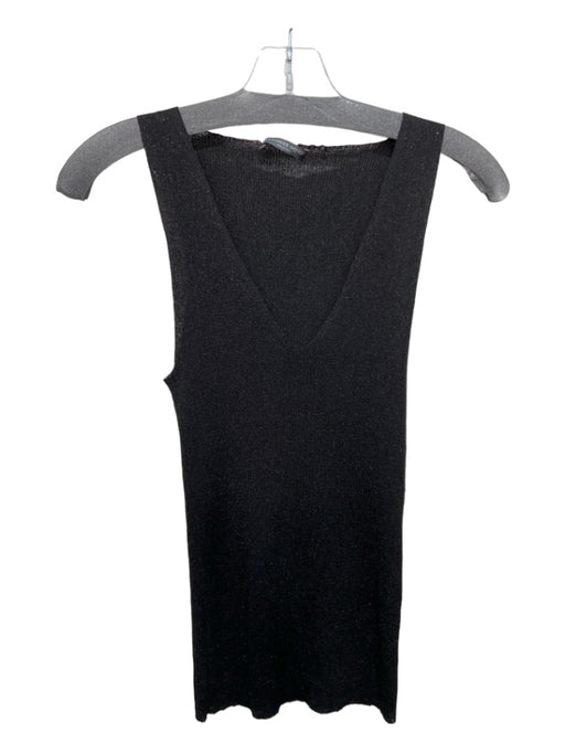 Alexander McQueen Size L Black Viscose Blend V Neck Sleeveless Shimmer Top Black / L