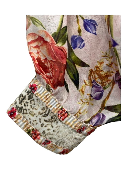 Camilla Size L White Brown & Multi Silk Floral Animal Print Long Sleeve Dress White Brown & Multi / L