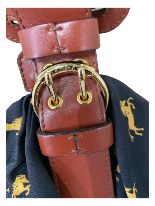 Chloe Beige Navy Brown Raffia & Leather Shoulder Bag Woven Leather Strap Bag Beige Navy Brown / L