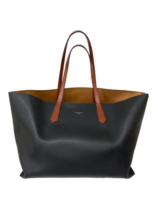 Givenchy Black & Brown Leather Shoulder Bag Double Top Handle Tote Bag Black & Brown / L