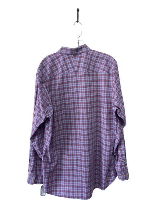 Robert Talbott Size XL Pink & Light Blue Print Cotton Plaid Long Sleeve Shirt XL