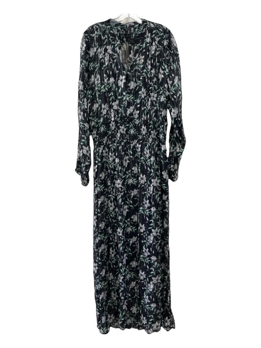 Rag & Bone Size L Blue, Green & White Viscose Sheer Floral Metallic Thread Dress Blue, Green & White / L