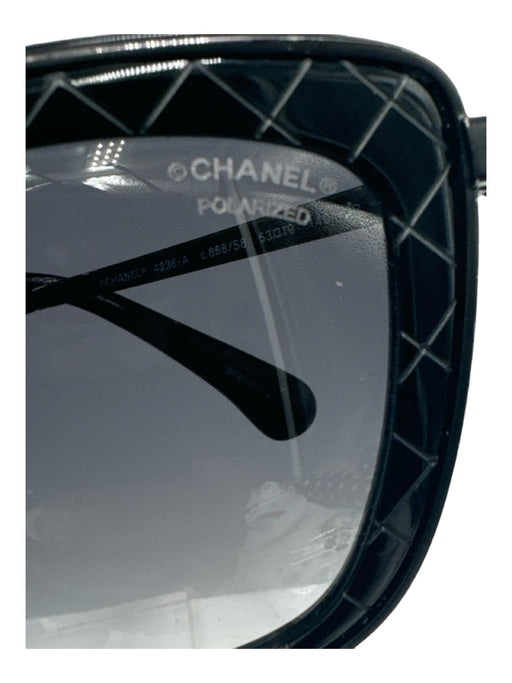 Chanel Black Acetate & Wire Quilted Embossed Sunglasses Black