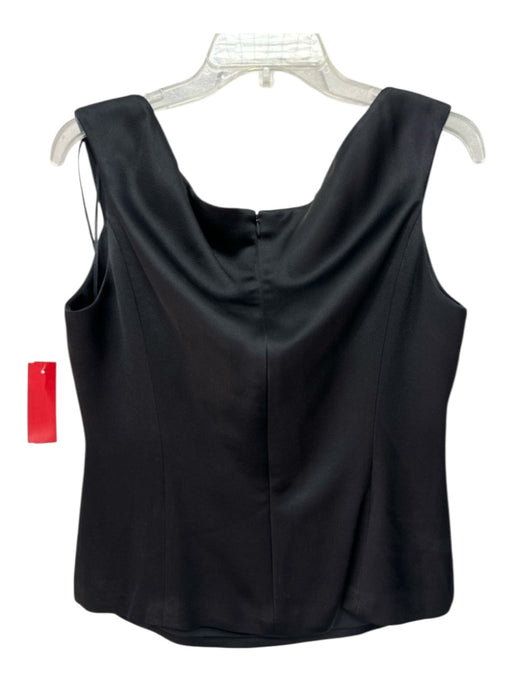 Theory Size 12 Black Viscose Sleeveless V Neck Princess Seams Back Zip Top Black / 12