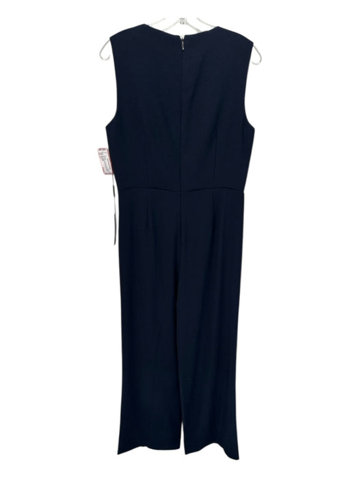 Elie Tahari Size 12 Navy Sleeveless Surplice Back Zip Pleated Detail Jumpsuit Navy / 12