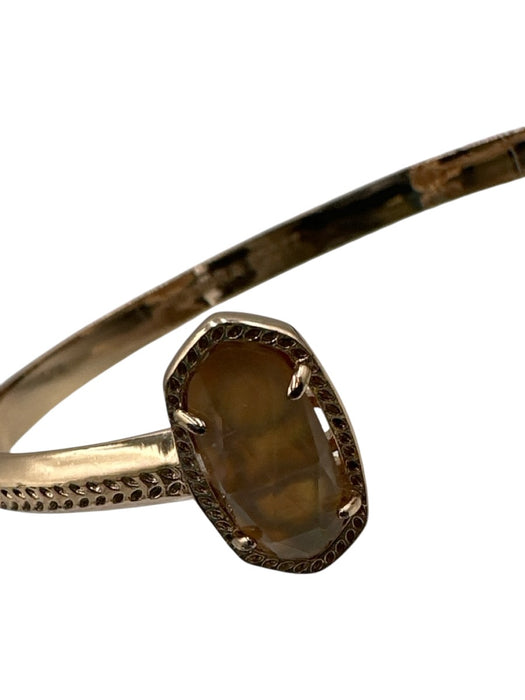Kendra Scott Rose Gold Tone Metal Faceted Stone Open Cuff Bangle Bracelet Rose Gold Tone
