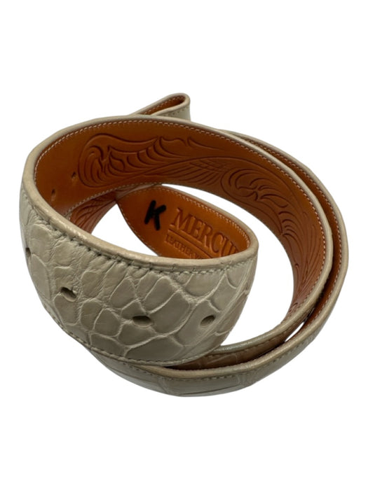 Mercury Leather Works Cream White American Alligator Snap Button Closure Belts Cream White / 36