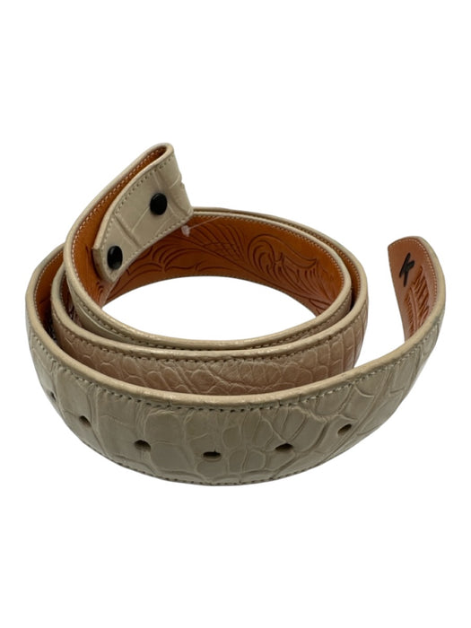 Mercury Leather Works Cream White American Alligator Snap Button Closure Belts Cream White / 36