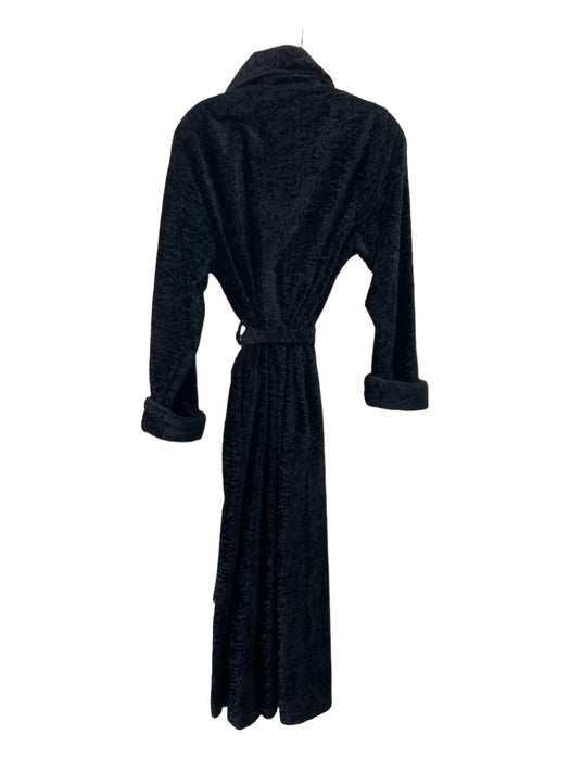 Lord & Taylor Size S Black Polyester Velvet Crushed Rope Trim Sash Robe Black / S