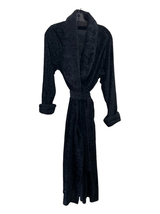 Lord & Taylor Size S Black Polyester Velvet Crushed Rope Trim Sash Robe Black / S