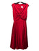 Julie Brown Size 2 Red Satin V Neck Zip Back Sleeveless Bow ankle Dress Red / 2