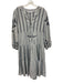 Greek Archaic Kori Size S Gray Blue Linen Long Balloon Sleeve Tie V Neck Dress Gray Blue / S
