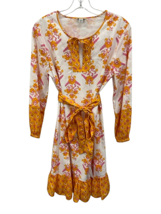 J. Crew Factory Size XXS White, Orange & Pink No Fabric Tag Floral Dress White, Orange & Pink / XXS