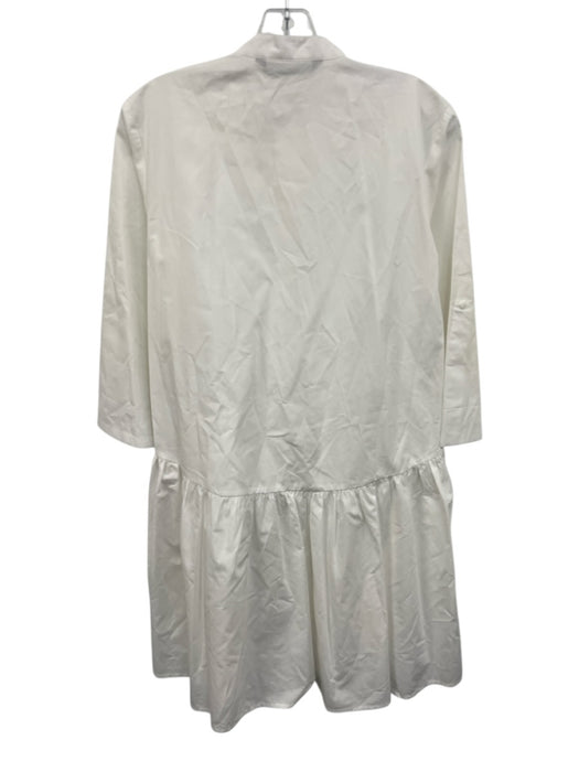 Zara Woman Size XS White Cotton 3/4 Sleeve Button Front Mandarin Collar Dress White / XS