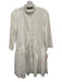 Zara Woman Size XS White Cotton 3/4 Sleeve Button Front Mandarin Collar Dress White / XS