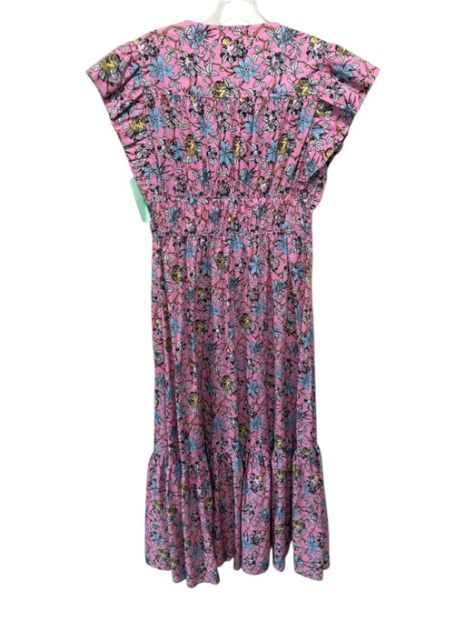 Derek Lam 10 Crosby Size 4 Pink, Blue, Yellow Cotton Ruffle Cap Sleeve Dress Pink, Blue, Yellow / 4